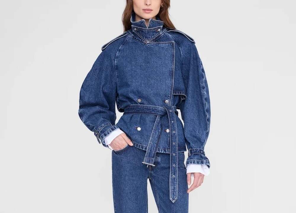 Anine Bing Pascale Trench Jacket Clean Indigo size Large